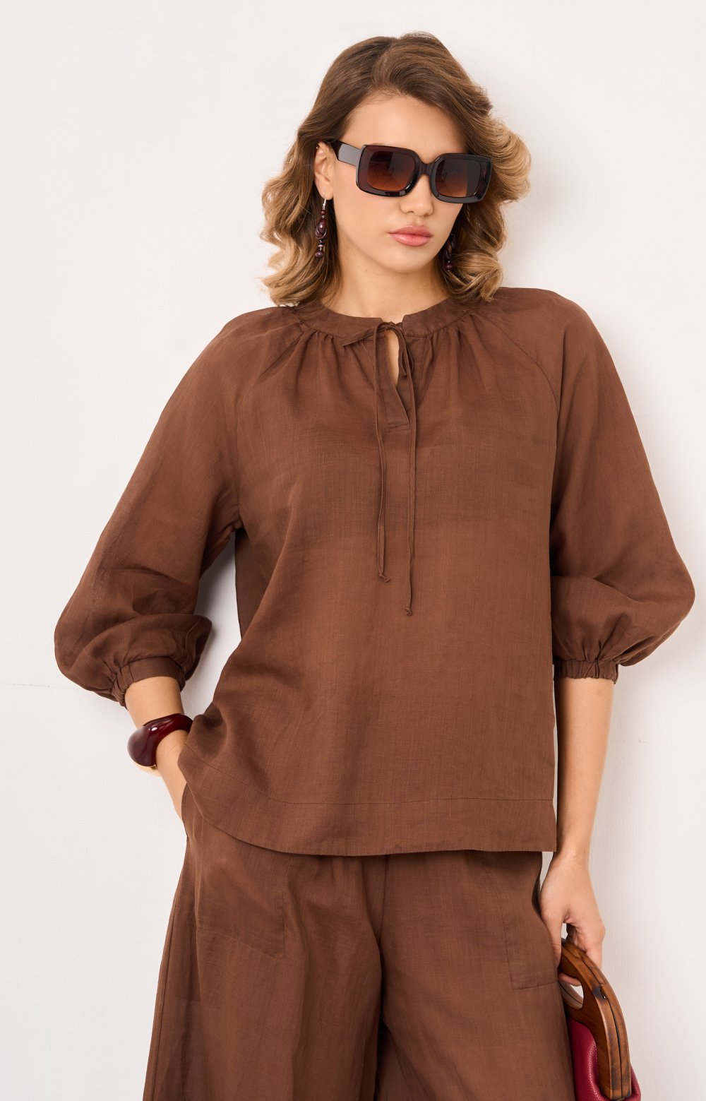 Блузка ЭЛИОР 05554C коричневый