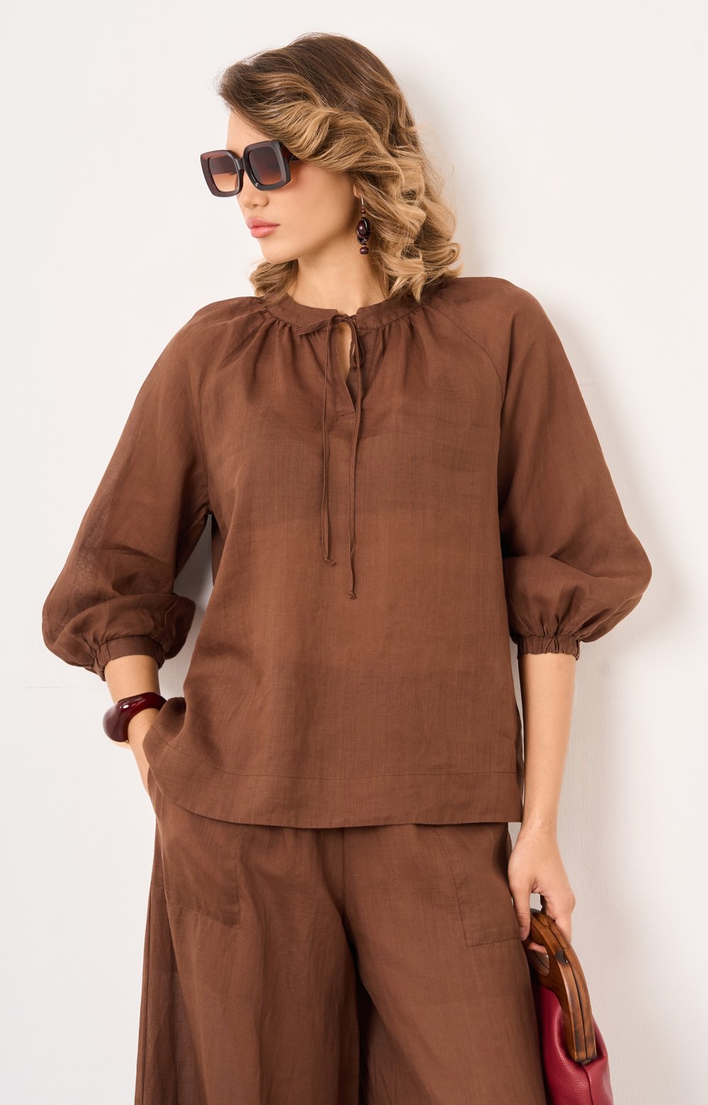 Блузка ЭЛИОР 05554C коричневый