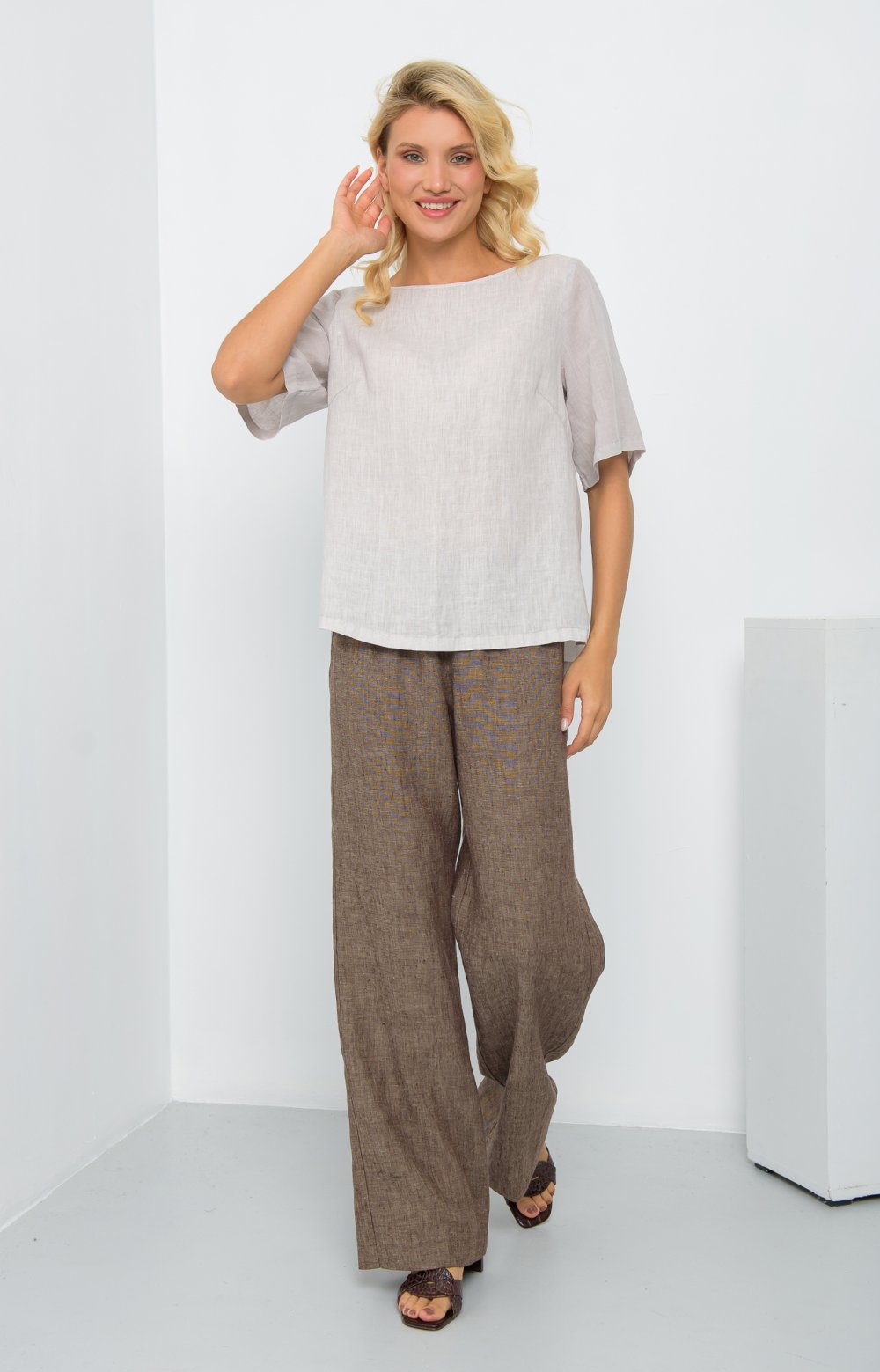 Брюки ЛИНО 01085O коричневый-меланж