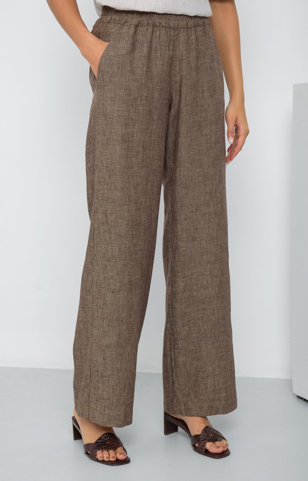 Брюки ЛИНО 01085O коричневый-меланж