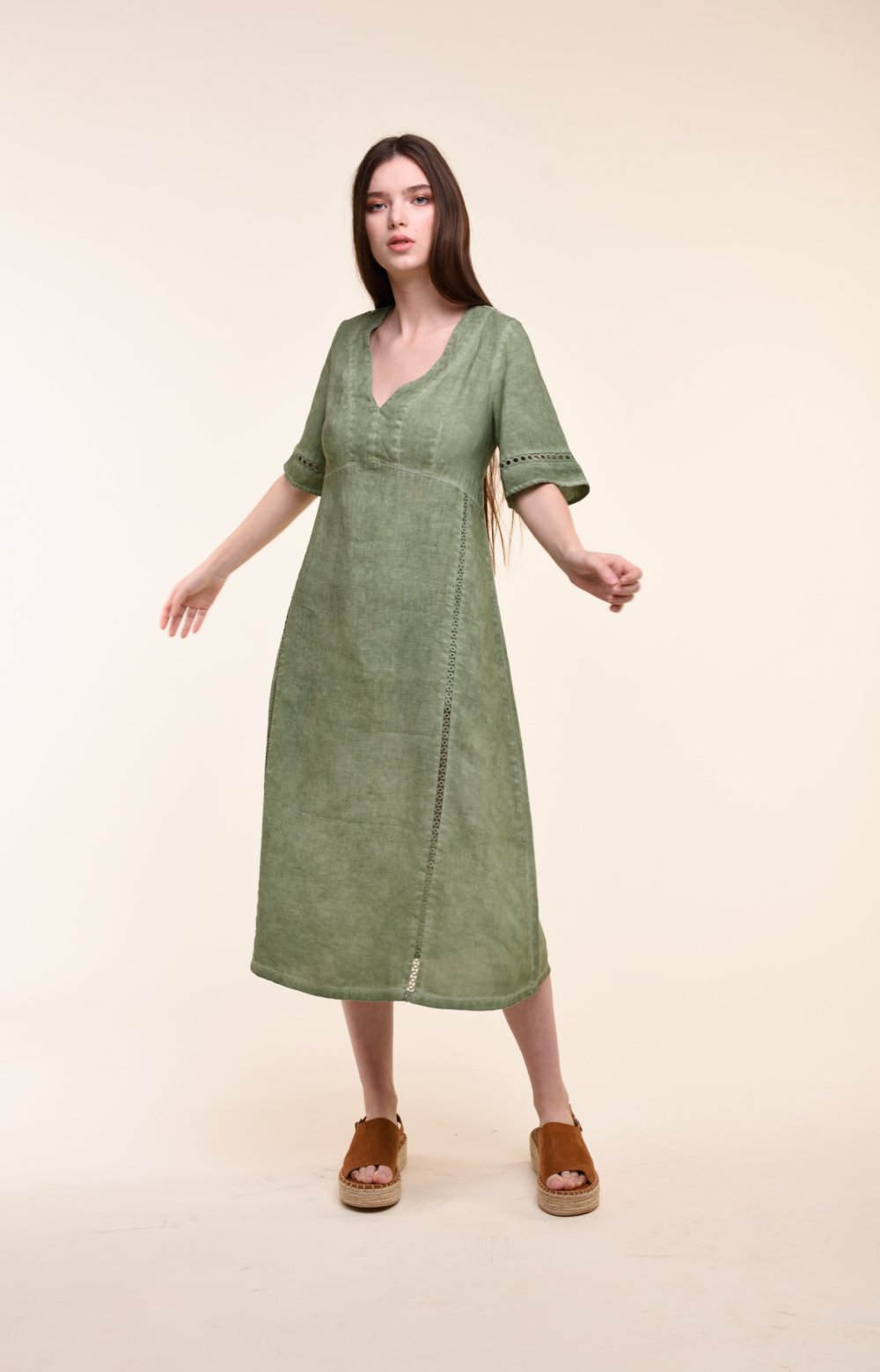 Платье АФИНА 03007O оливковый