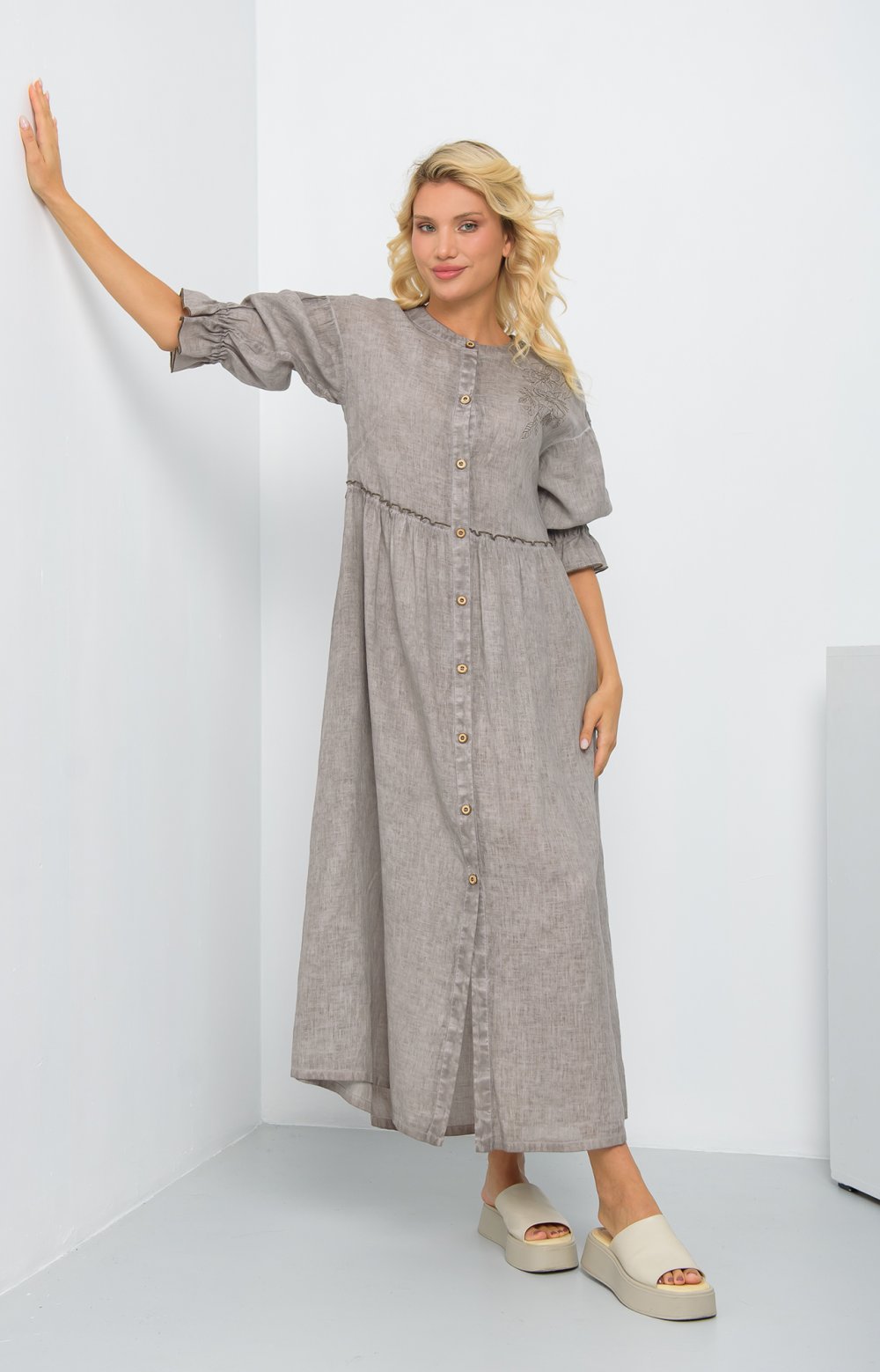 Платье МАУРИ 03313AA серо-коричневый