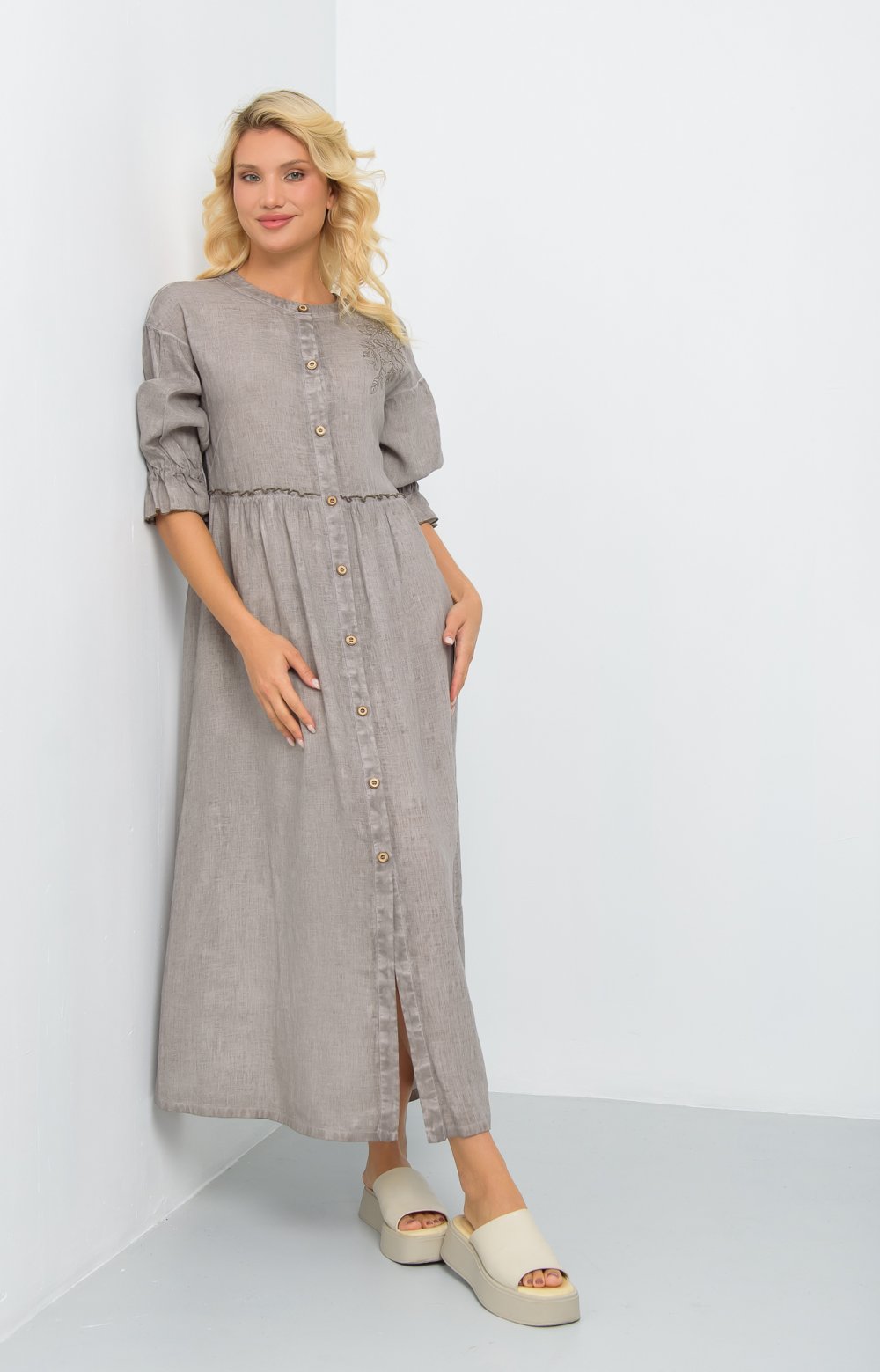 Платье МАУРИ 03313AA серо-коричневый