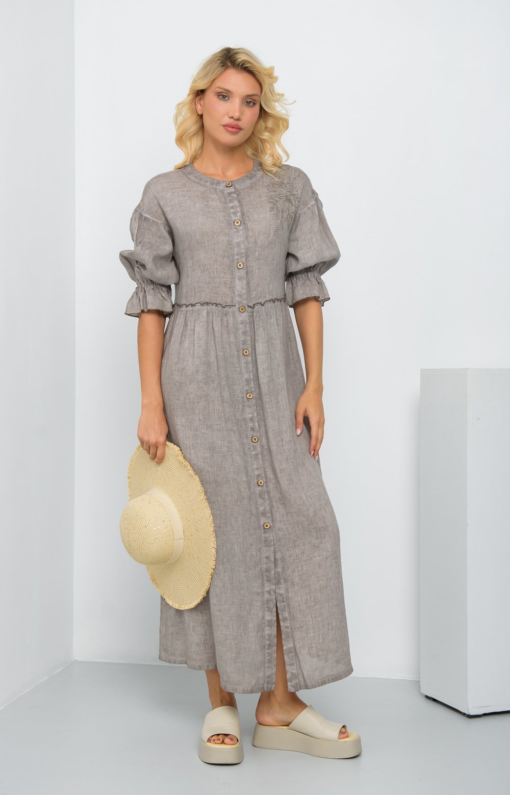 Платье МАУРИ 03313AA серо-коричневый