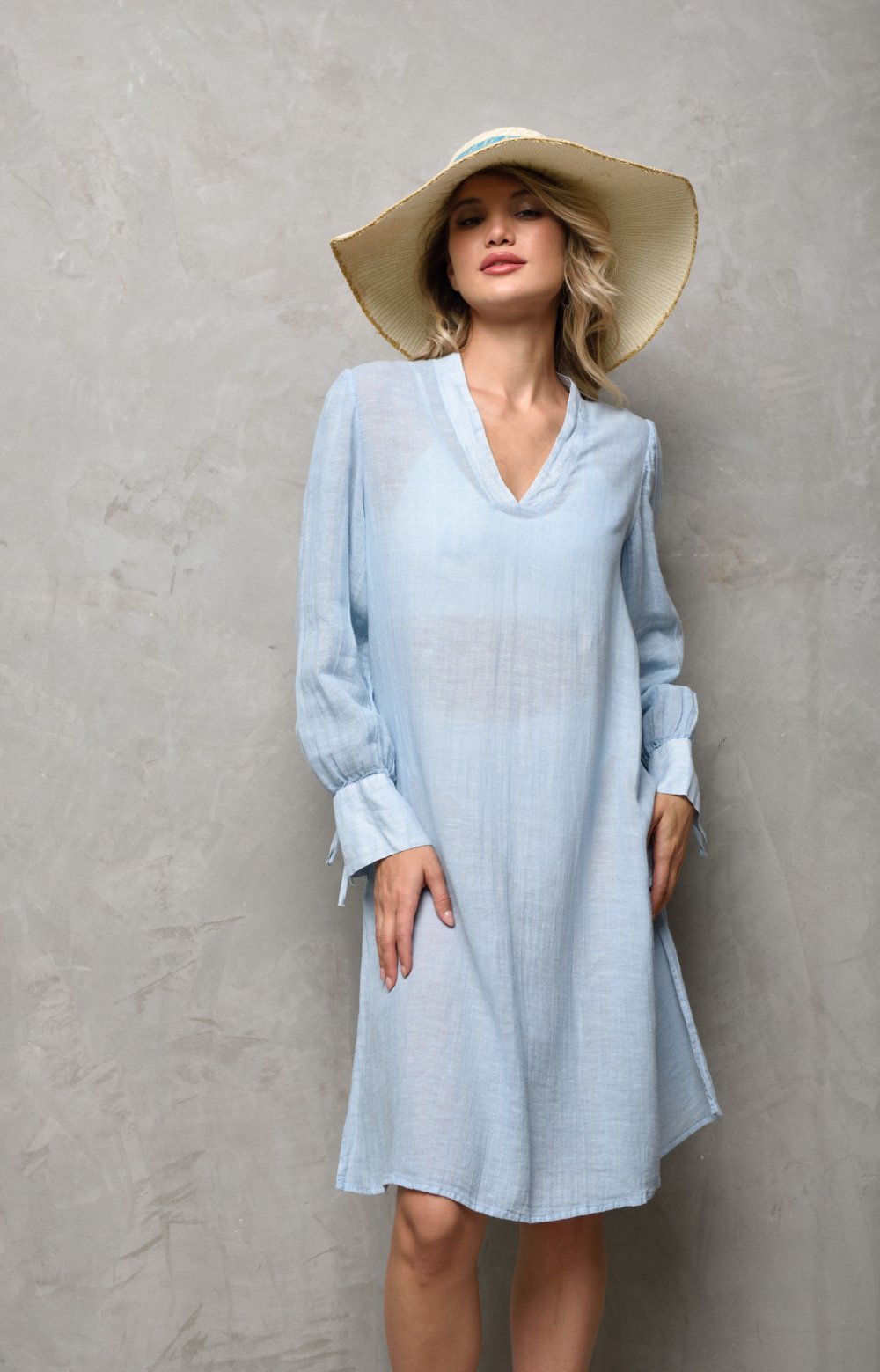 Блузка ЛУИДЖИ 05135Y серо-голубой