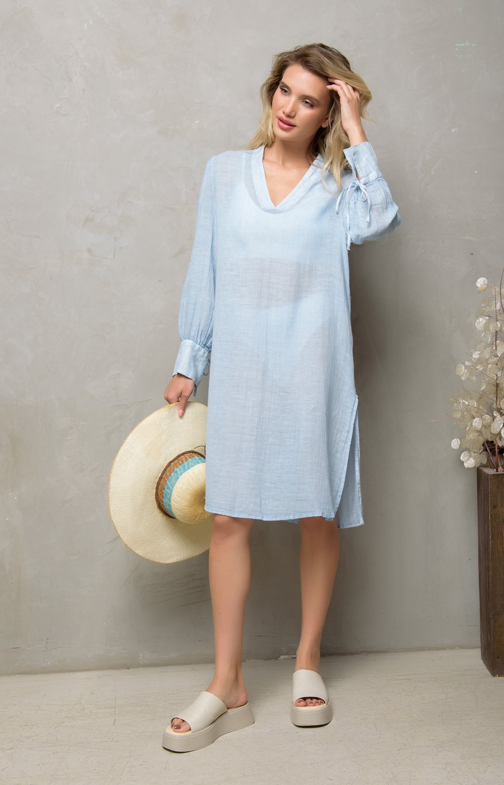 Блузка ЛУИДЖИ 05135Y серо-голубой