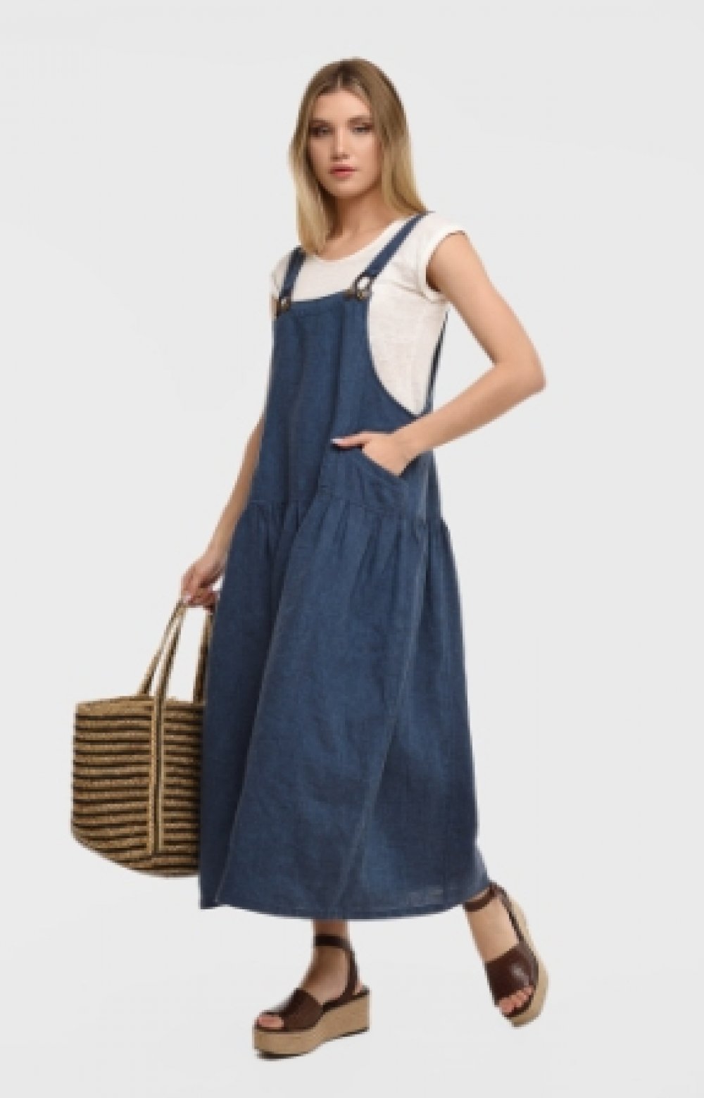 Сарафан ВАСИЛИНА  03082O синий-меланж