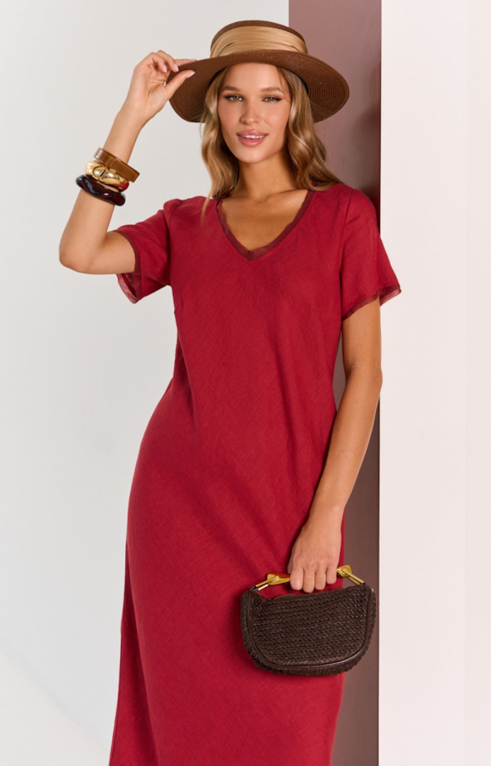 Платье БАЗИК 03522С бордовый