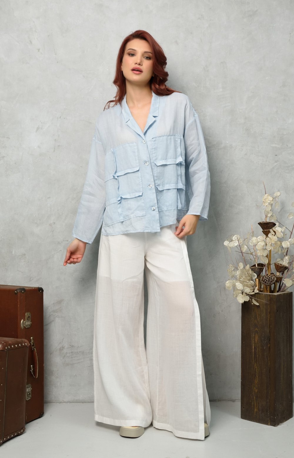 Блузка ФРЕДО 05189Y серо-голубой