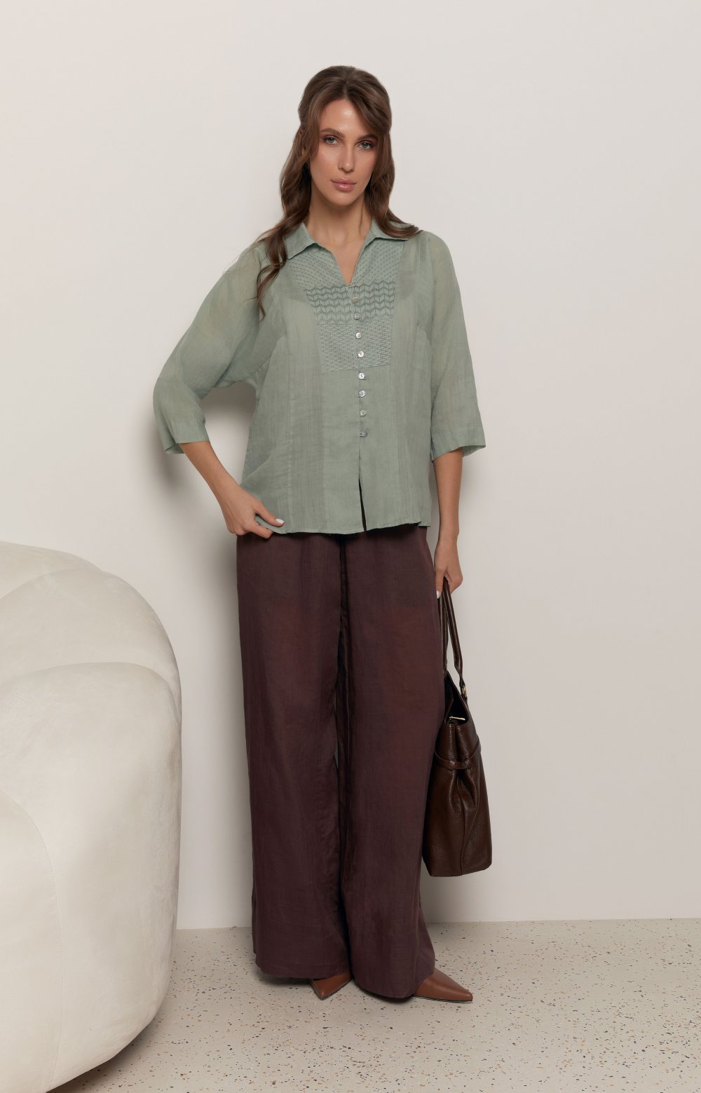 Блузка ПАЛЕРМО 05568AA оливковый